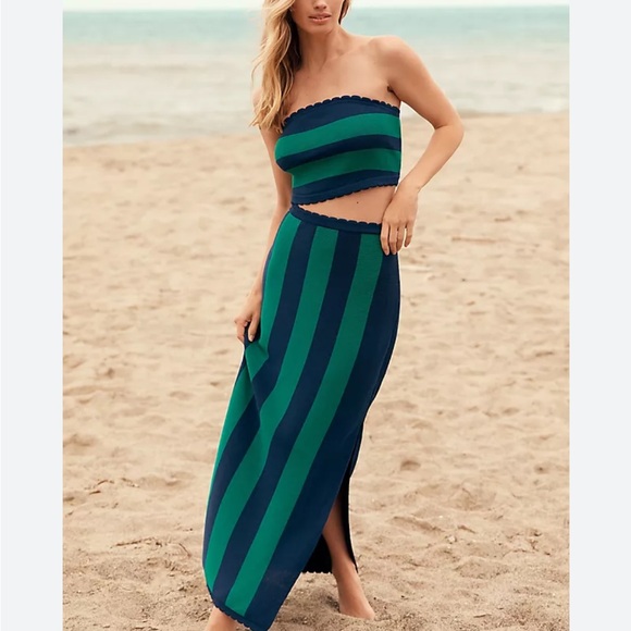 The Mandy Striped Strapless top - Green and Navy size XL - Picture 4 of 4